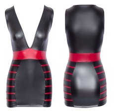 Matte elastic minidress with extra deep neckline