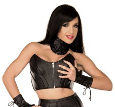 Robustný kožený korzetový top - detail spredu