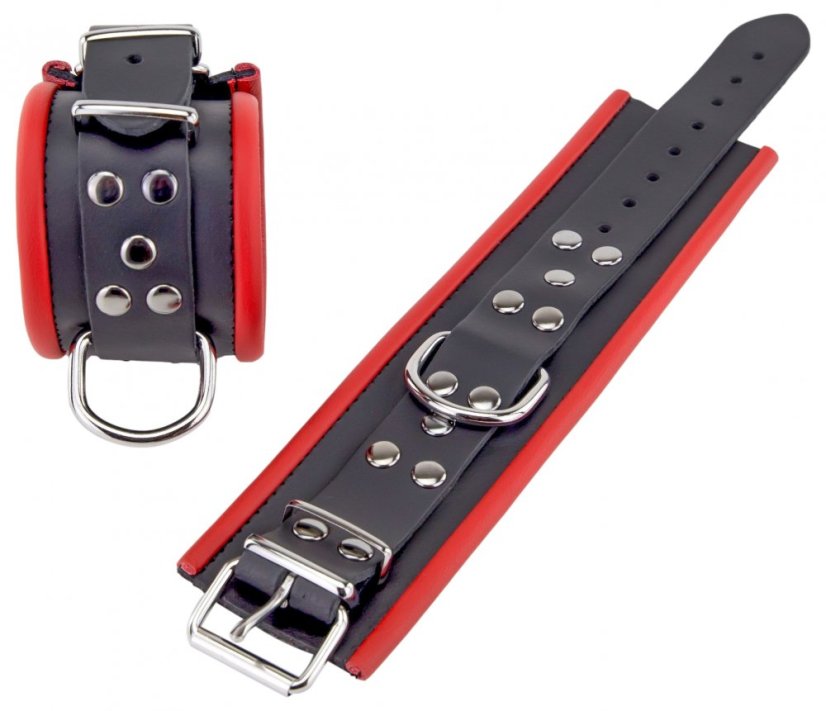 Kožená pouta na ruce "The Red" černo-červená - gb13423