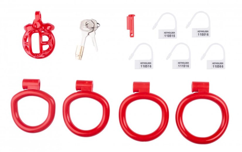 Pánsky pás cudnosti - Lyfy červený (4 x 3,3 cm)