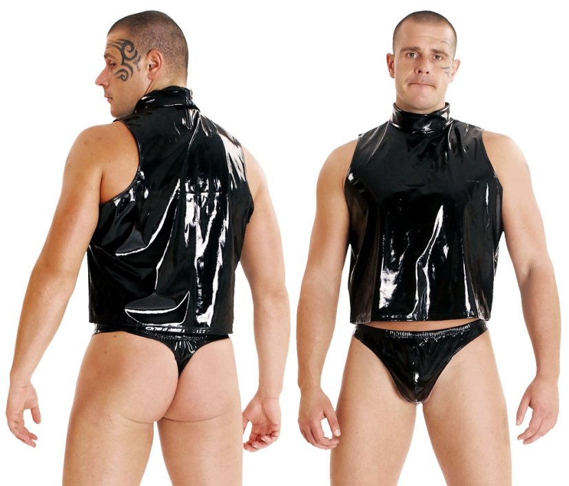 Lakové tričko bez rukávů se stojáčkem u krku