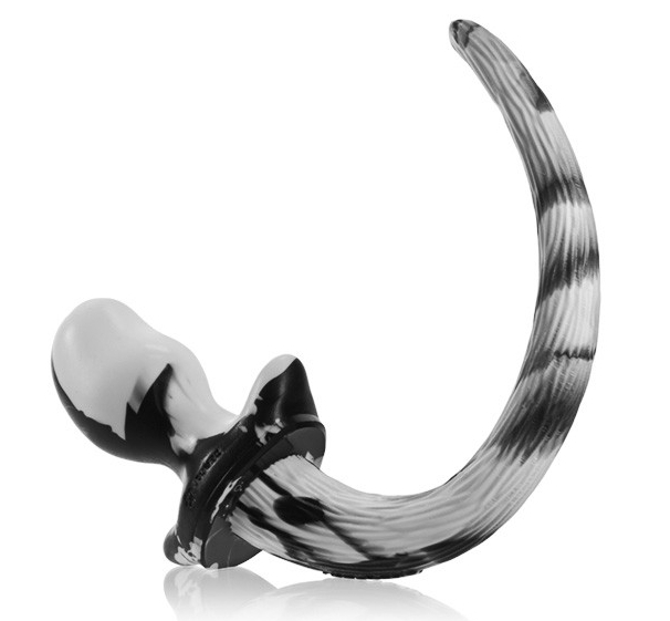 Anální kolík - psí ocásek OB černo-bílý M (9,5 x 5 cm) - gb27674