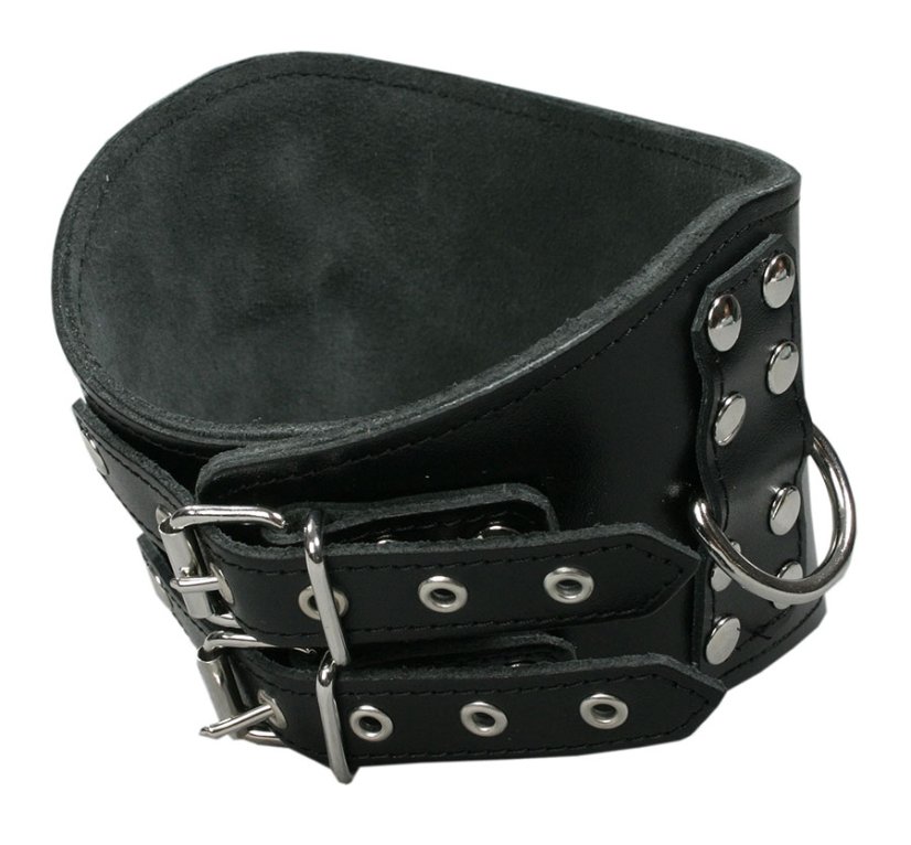 Široký tvarovaný kožený obojok - detail