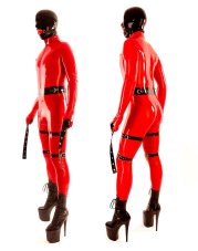 Pánsky latexový bondage catsuit v štýle zvieracej kazajky