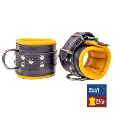 Kožené putá na ruky "The Red" čierno-žltá (polstrovaná) - gb29357