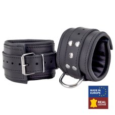 Kožené putá na nohy "The Red" čierna (polstrované) - gb12092