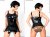 Solid latex bodysuit with cups and suspenders