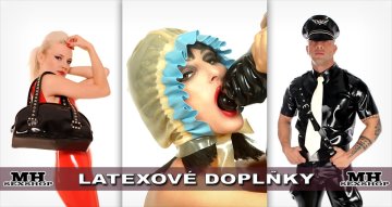 Latexové doplnky - náramky, kabelky, kravaty