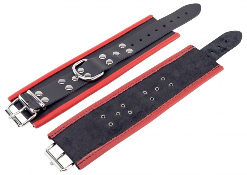 Kožená pouta na ruce "The Red" černo-červená - gb13423