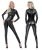 Glossy elastic women's catsuit with snake skin pattern