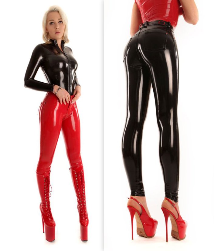 Dámske latexové legíny v džínsovom strihu