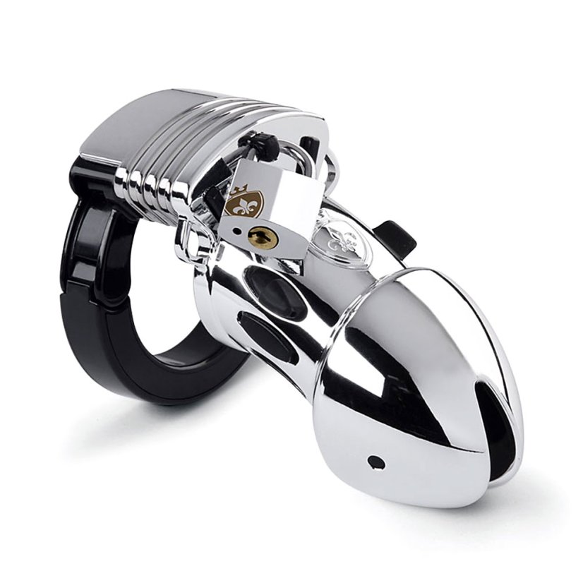 Pás cudnosti pre mužov s rozšírením pre elektrostimuláciu - Pubic Enemy No 1 - Silver Edition