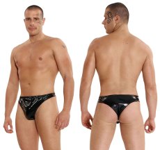 Men's patent leather briefs with an elastic edge