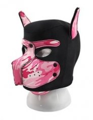 Neoprenová psí maska černá-růžový maskáč