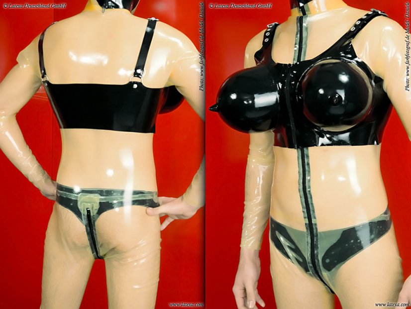 Latexová podprsenka s obrovským nafukovacím poprsím - Mega Boobs