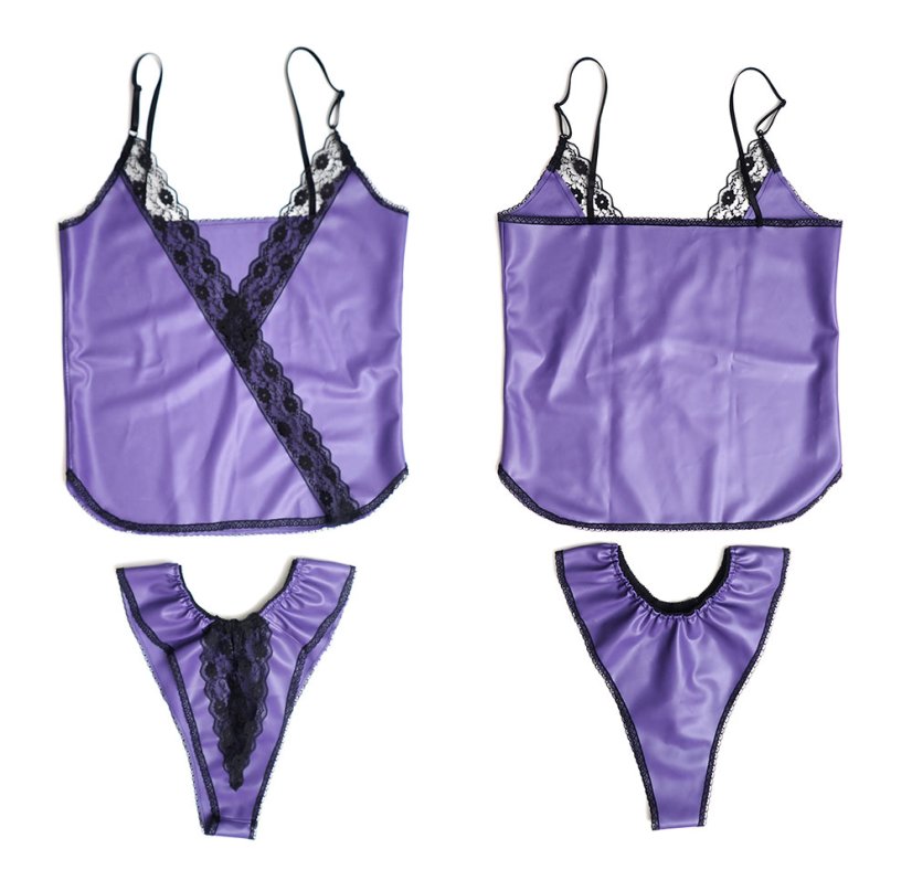 Latexový komplet s čipkou - fialový