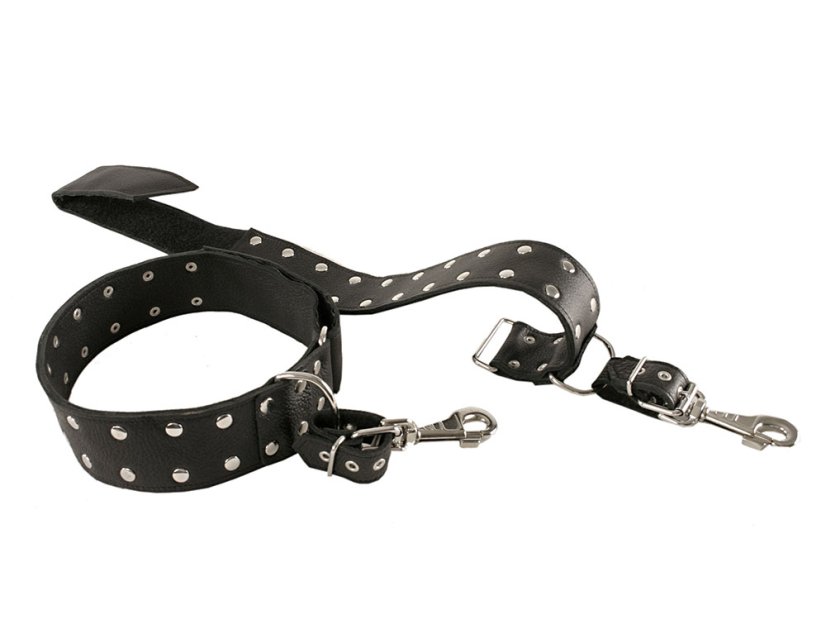 Kožené stehenné putá na suché zipsy - detail