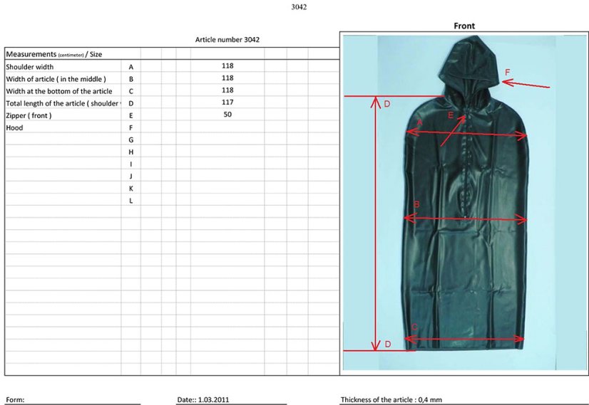 Latexová pláštenka - vak - la3042