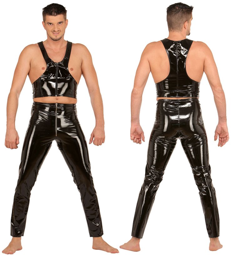 Lakové kalhoty s předním zipem