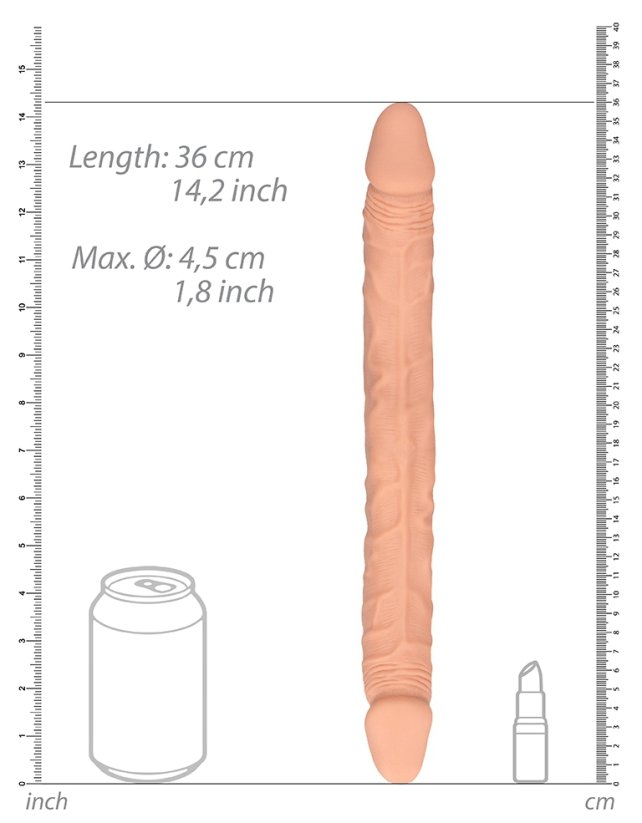 Double dildo Realrock 36 x 4,4 cm Flesh - gb39621