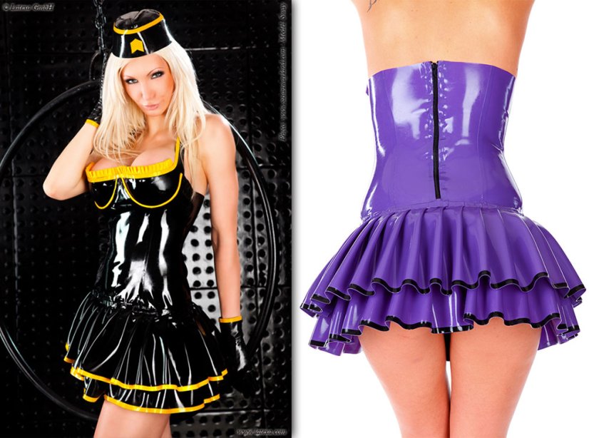 Latexové minišaty s dvojitou skladanou sukničkou