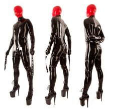 Pánsky latexový bondage catsuit v štýle zvieracej kazajky