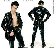 Men's latex jacket with quilted seams