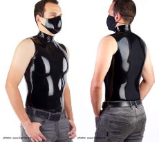 Pánske latexové tričko bez rukávov, so stojačikom