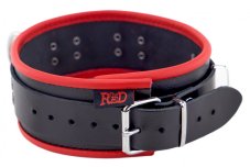 Kožený obojok "The Red" čierny s červeným lemovaním