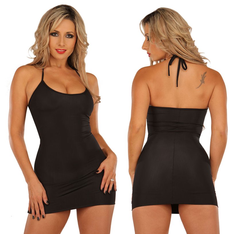 Elastické minišaty so šnúrkou na zaviazanie za krkom