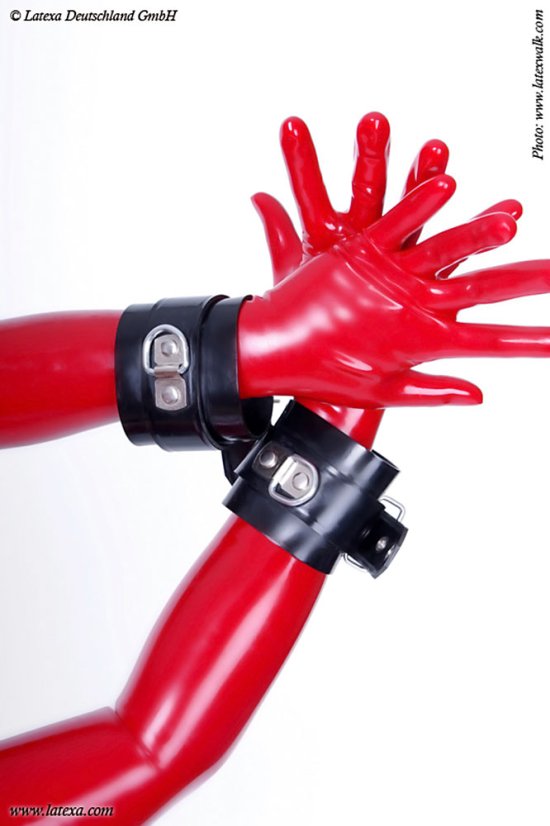 Latex handcuffs with subtle D-ring