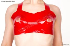 Silná latexová podprsenka s otvorenými bradavkami - detail