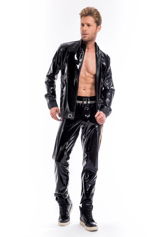 Latexová mikina so stojáčikom a praktickými vreckami - rozopnutá