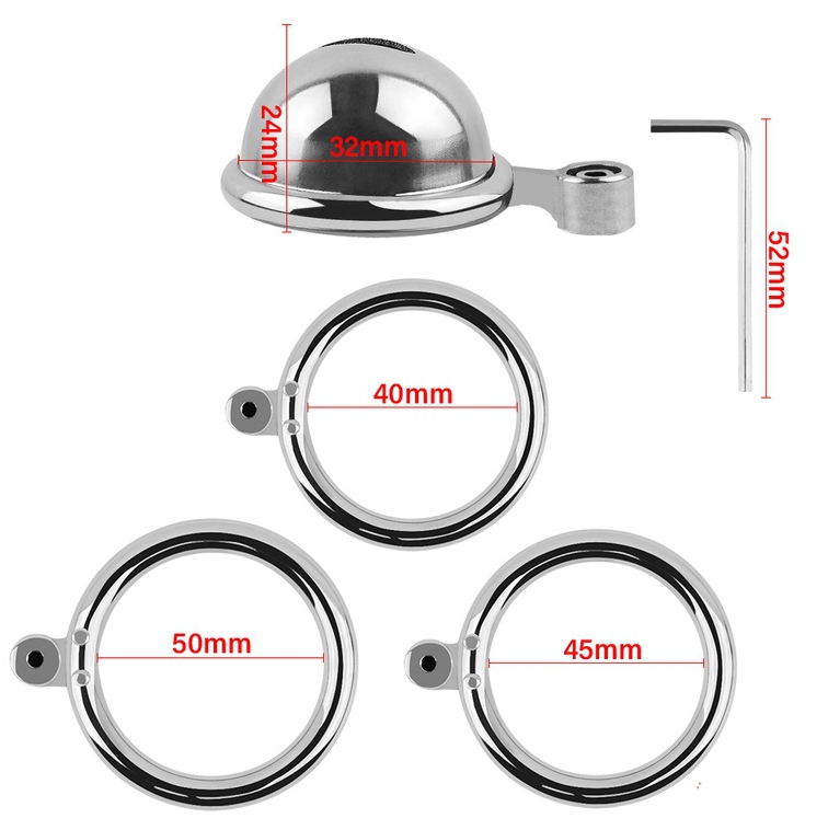 Kovový pás cudnosti Xtrem Lock 3,5 x 3,4 cm - M (kroužek 4,5 cm)