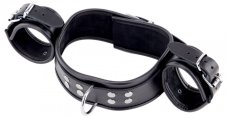 Leather collar with handcuffs Leather collar with handcuffs