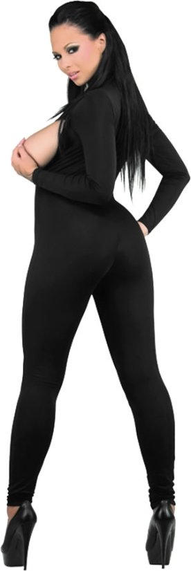 Strečový catsuit se zipy - pohled zezadu