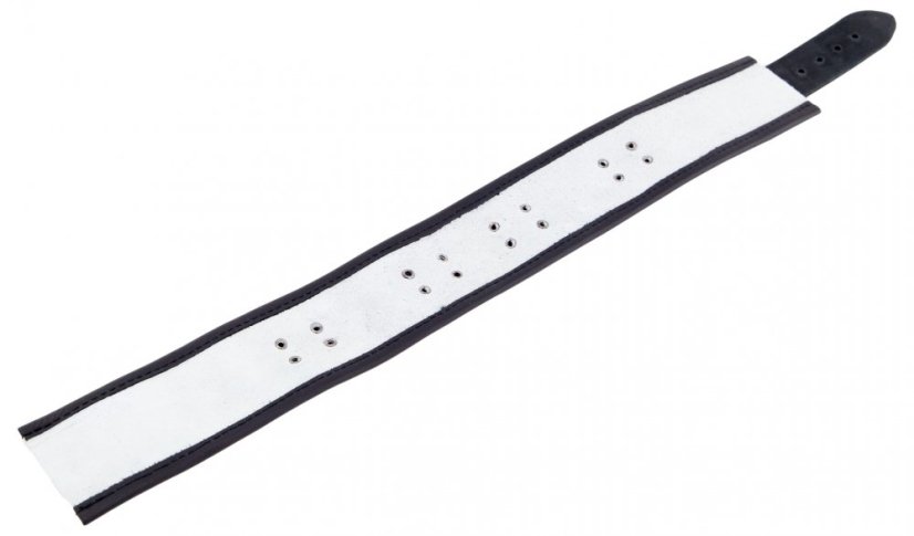 Kožený obojok "The Red" bielo-čierny s lemovaním