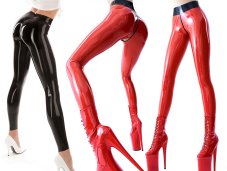 Dámske latexové legíny s rafinovaným tajným otvorom v rozkroku Dámske latexové legíny s rafinovaným tajným otvorom v rozkroku