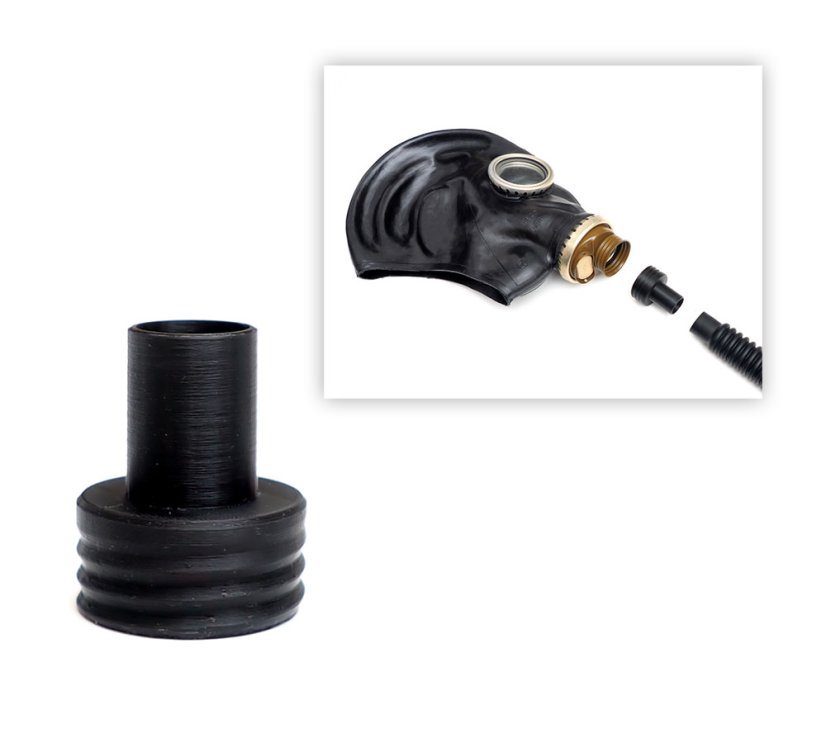 Adapter for connecting a gas mask and breathing hose
