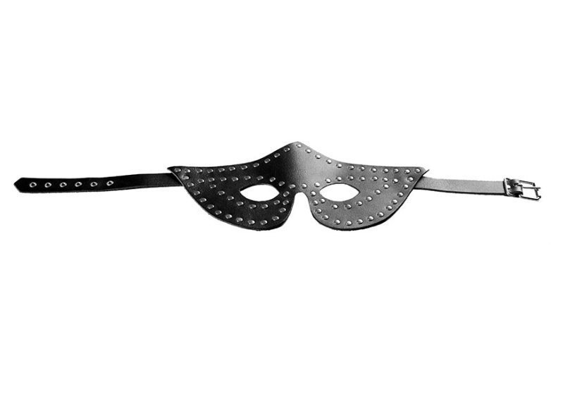 Kožená škraboška s kovovými nitmi - celkový pohľad