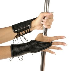 Krátké kožené rukavice s vroubkovanou vsadkou