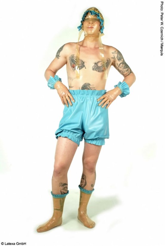 Latexové plienkové nohavičky s riasením - modré