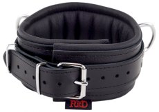 Kožený obojek "The Red" černý (polstrovaný)
