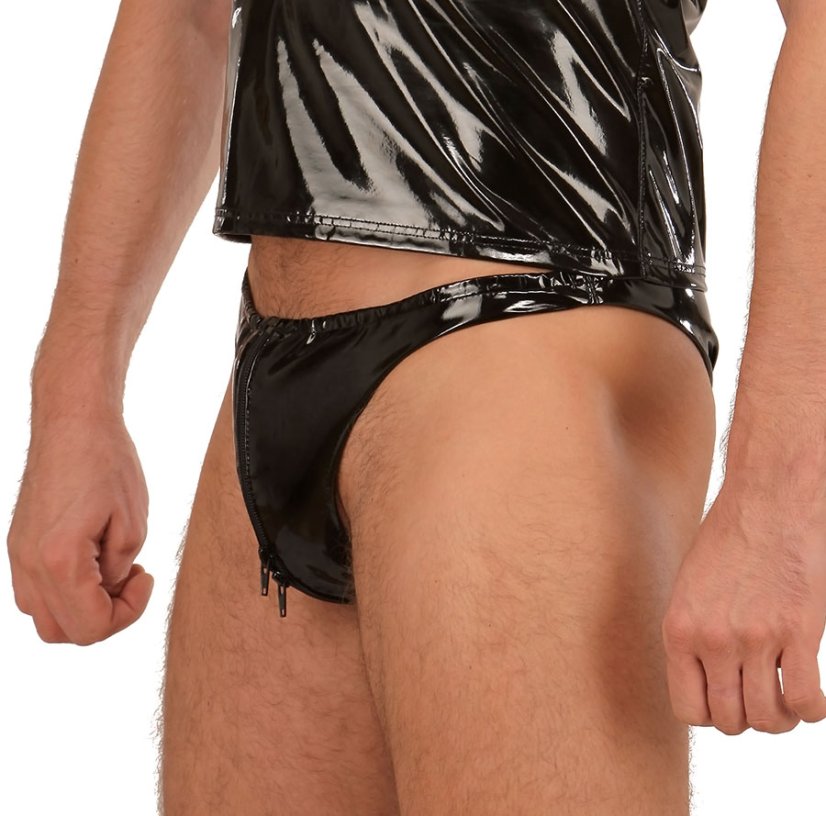 Lakové slipy so zipsom - detail