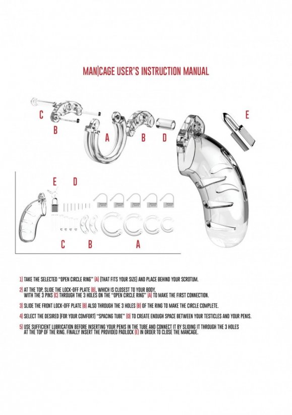 Pánský pás cudnosti - ManCage 01 clear (9 x 3,5 cm)