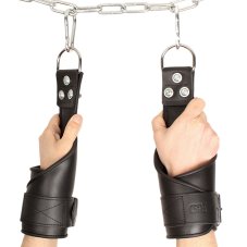 Leather hanging handcuffs