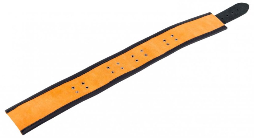 Kožený obojok "The Red" oranžovo-čierny s lemovaním
