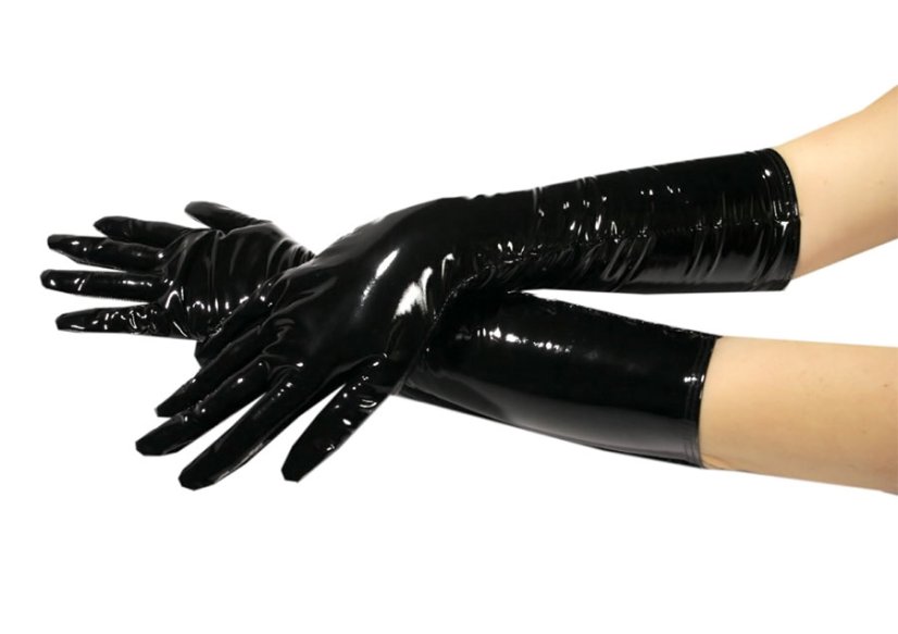 Medium Length Patent Gloves with Zipper