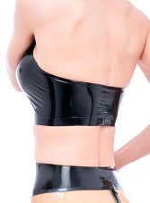 Dámsky latexový crop-top s pásikom za krk – pohľad zozadu
