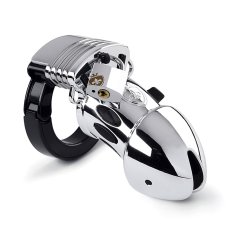 Pás cudnosti pro muže s rozšířením pro elektrostimulaci - Pubic Enemy No 1 - Silver Edition